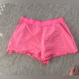 Good American Women’s Pink Elastic-Waist linen shorts size XL